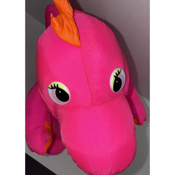 Vintage 1992 Fisher Price Puffalumps Dino Hot Pink T-Rex Dinosaur Plush - Picture 3 of 10